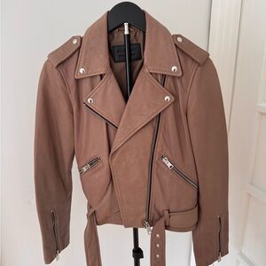 All Saints Tan Balfern Leather Jacket 100% Lamb Leather